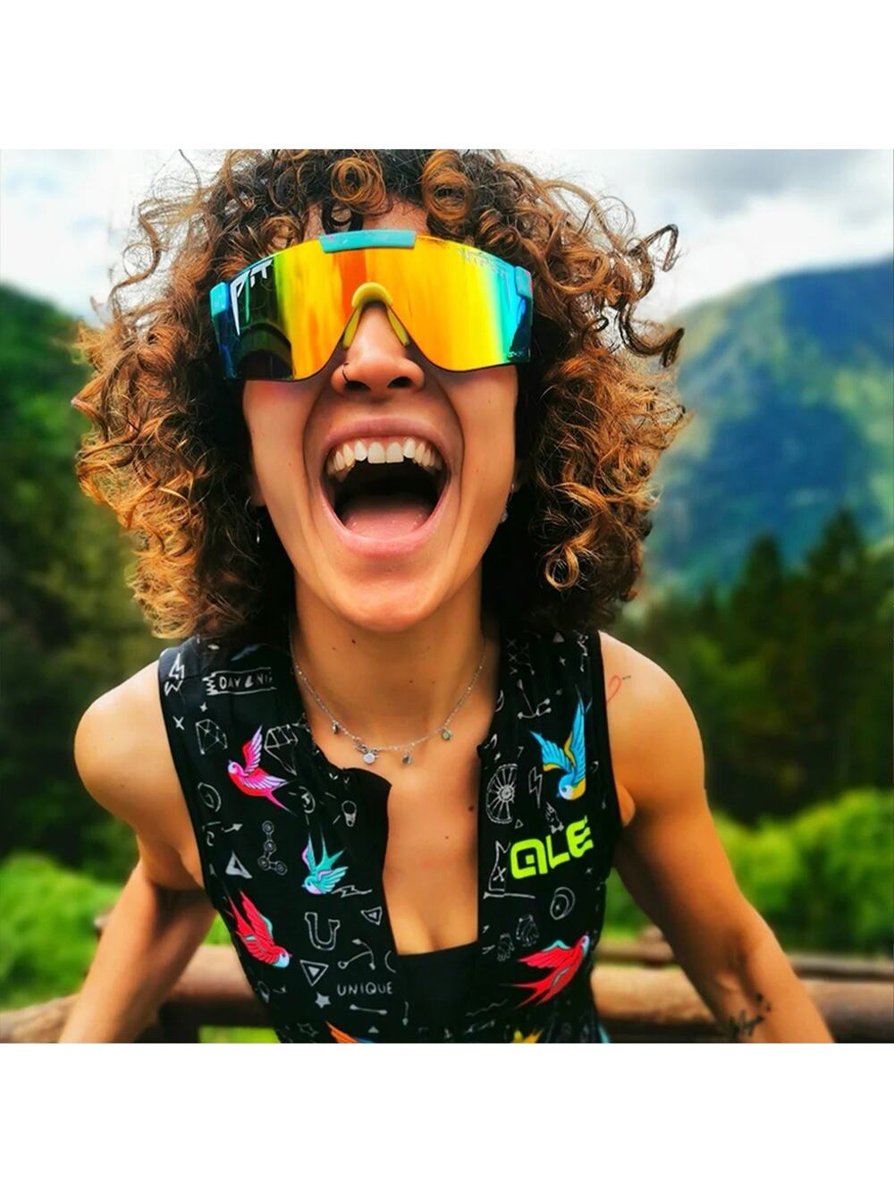 Pit Viper The Playmate 2000 Sunglasses Z87+ Rainbow Blue Orange Mirror Ski Snow